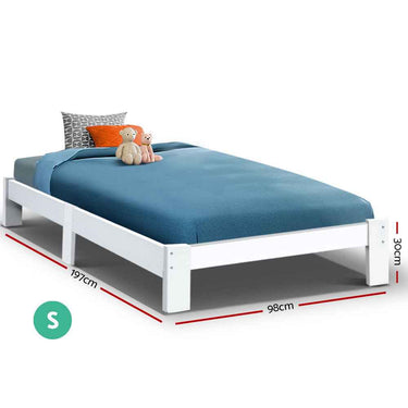 Sturdy Solid Pine Wood Single Bed Frame - White | Space-Saving Storage | Contemporary Design